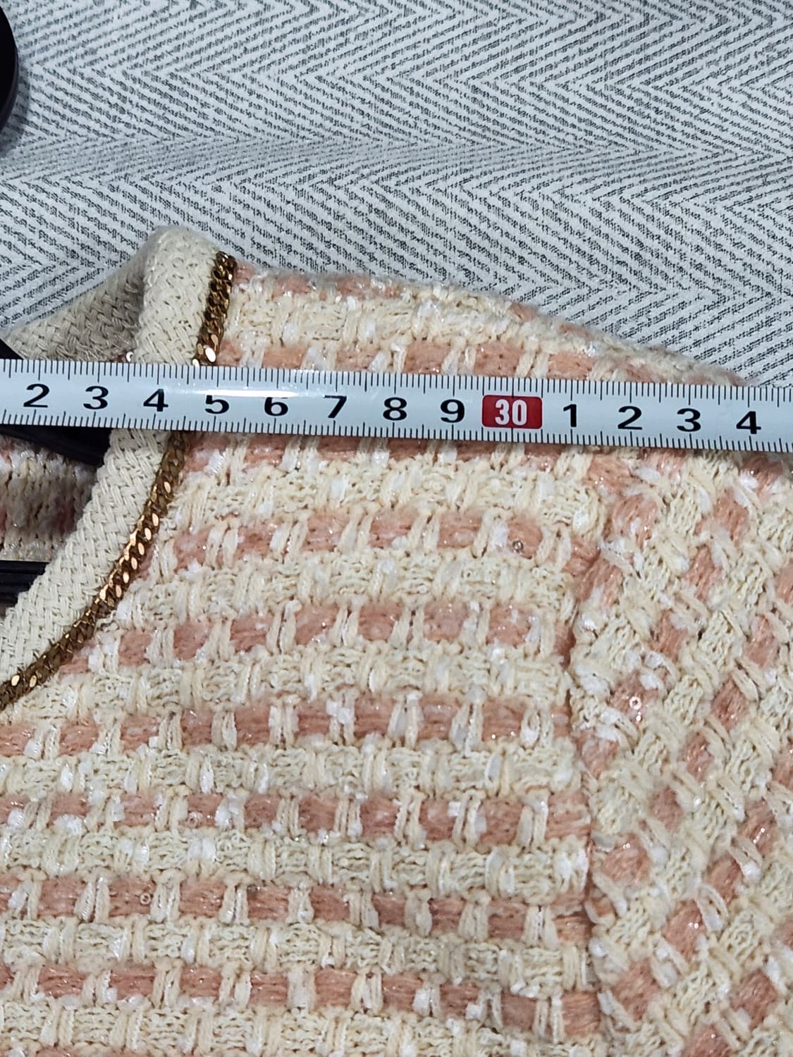 [S] 더맥 연핑크 금장 단추 트위드 니트 자켓 상품이미지10