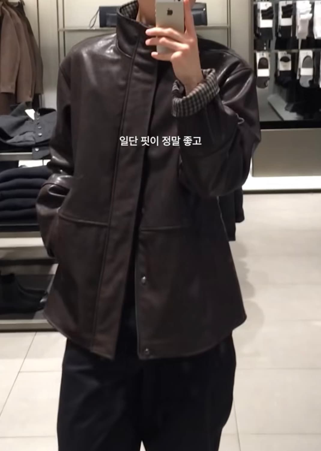 자라 한정판 레더 자켓 (안감체크무늬) [새상품] 상품이미지1