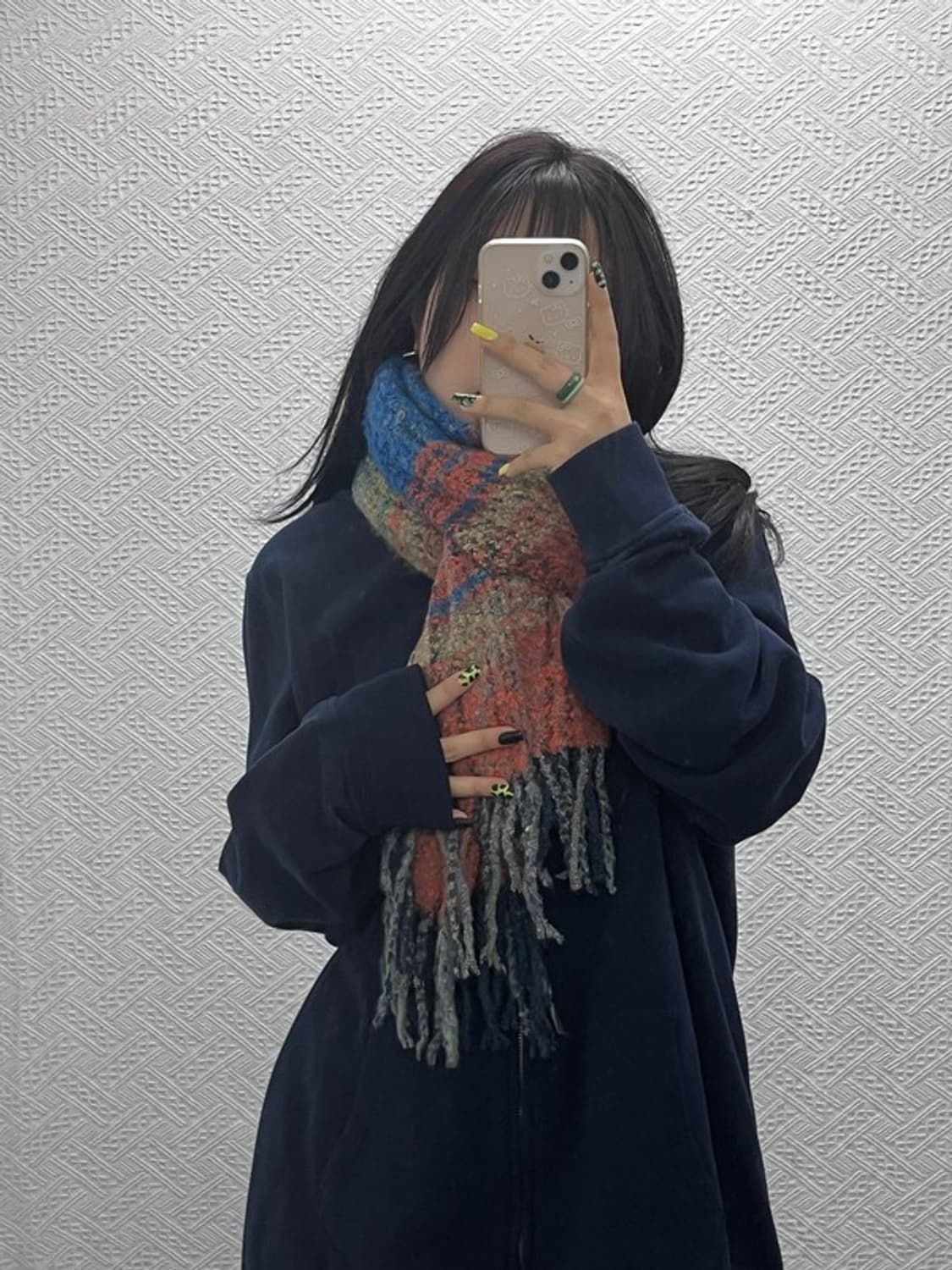 빈티지 폭닥 홀리데이 멀티 배색 뜨개 니트 목도리 C07517 상품이미지1