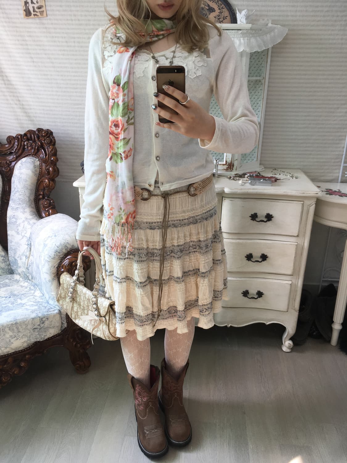 jpn vintage fairy lace cancan midi skirt 상품이미지5