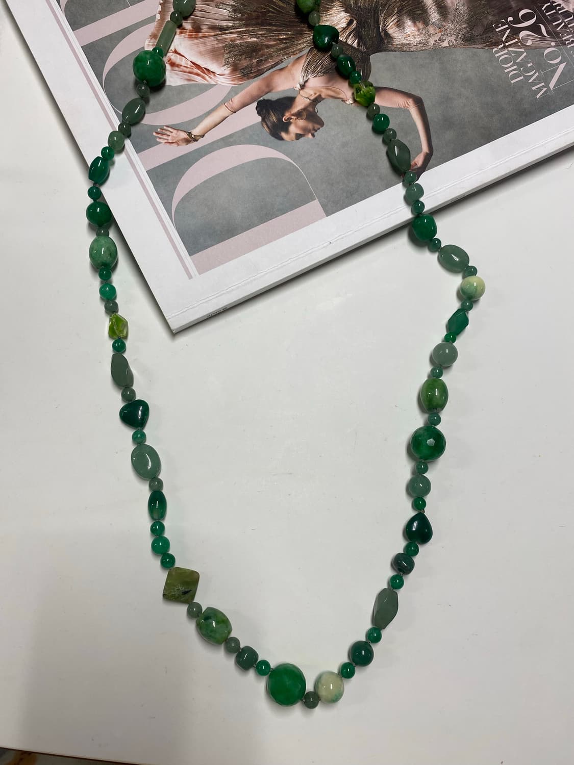 천연 비취석 원석 하트 목걸이 일본 빈티지 옥 목걸이 상품이미지6