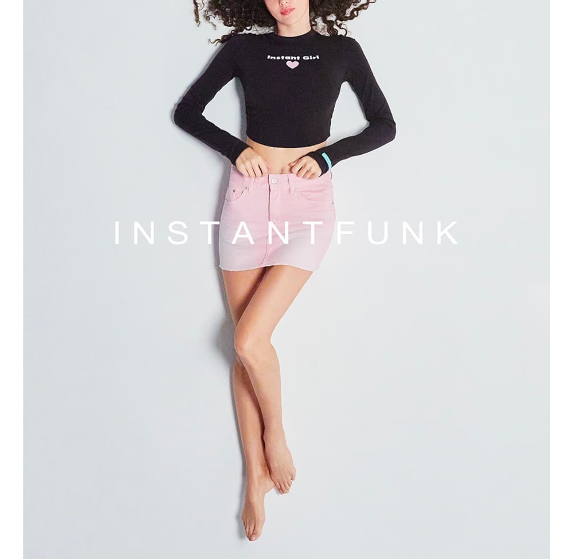 인스턴트펑크 데님 미니 스커트 핑크 상품이미지1