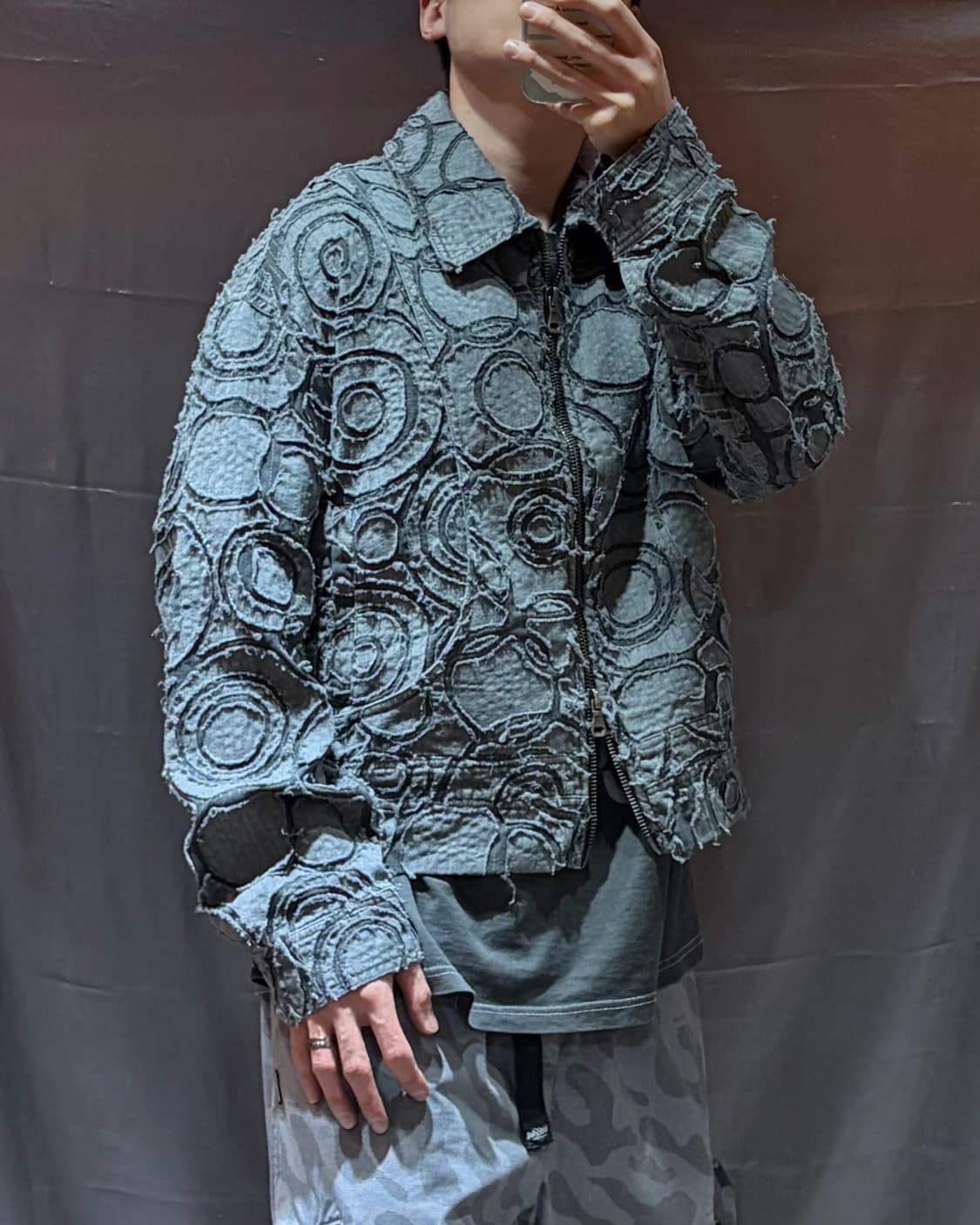 (새상품) 앤더슨벨 번아웃 다이드 집업 자켓 상품이미지1