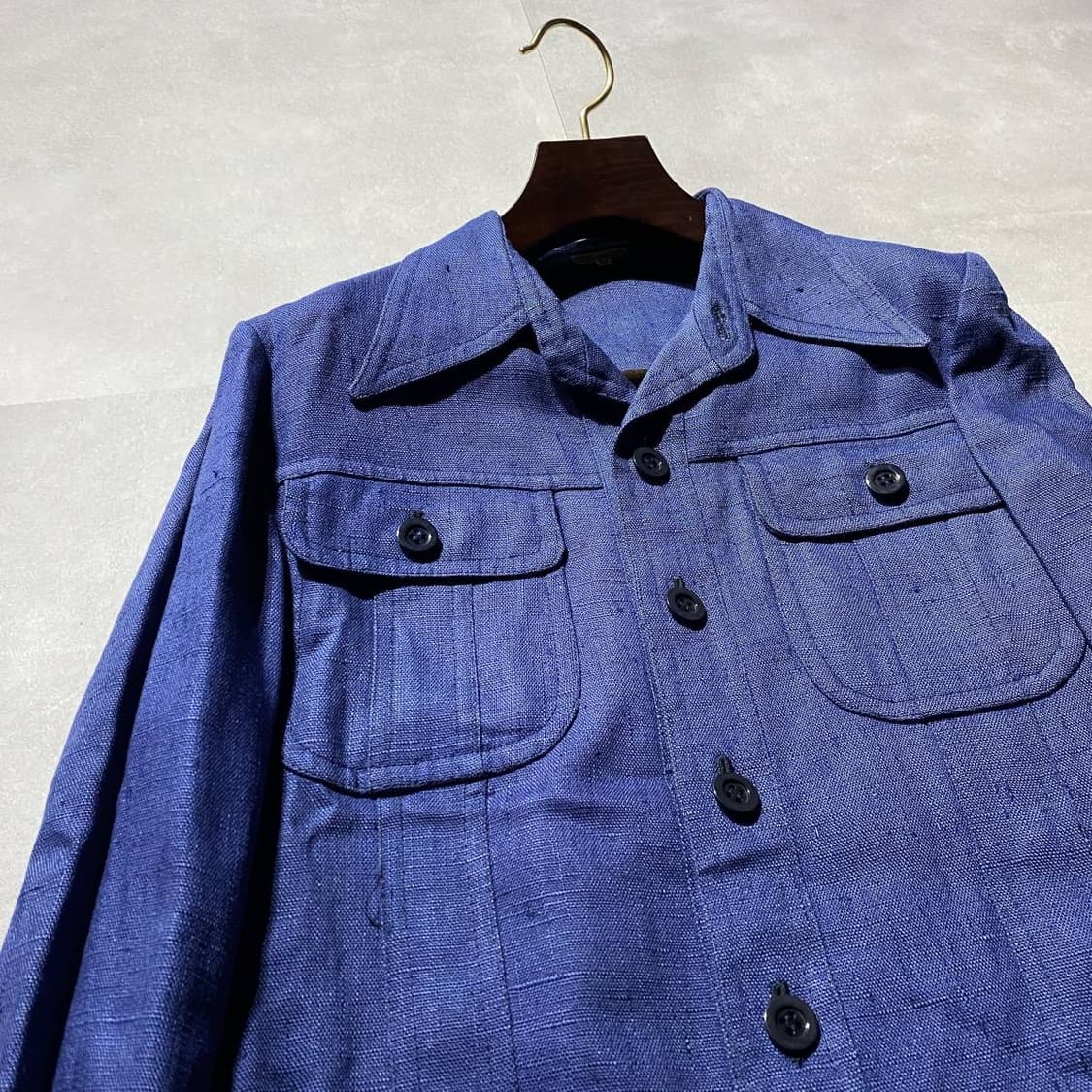 SEXY ANGERO 100% 이탈리아 리넨 블루 싱글 셋업 — 이색적인 상품이미지3