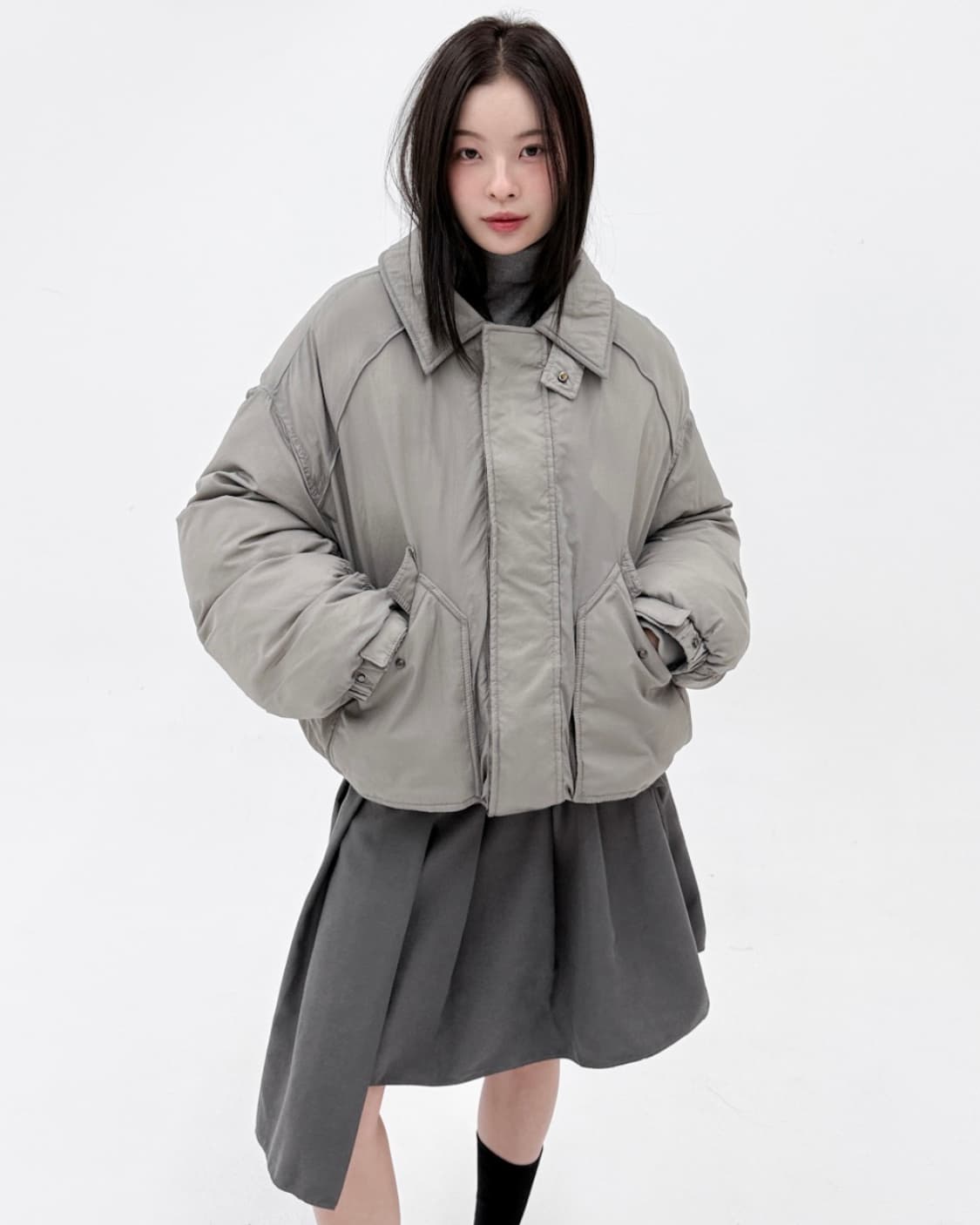 woohwa 우화 하이넥 봄버 패딩 블랙 자켓 상품이미지6