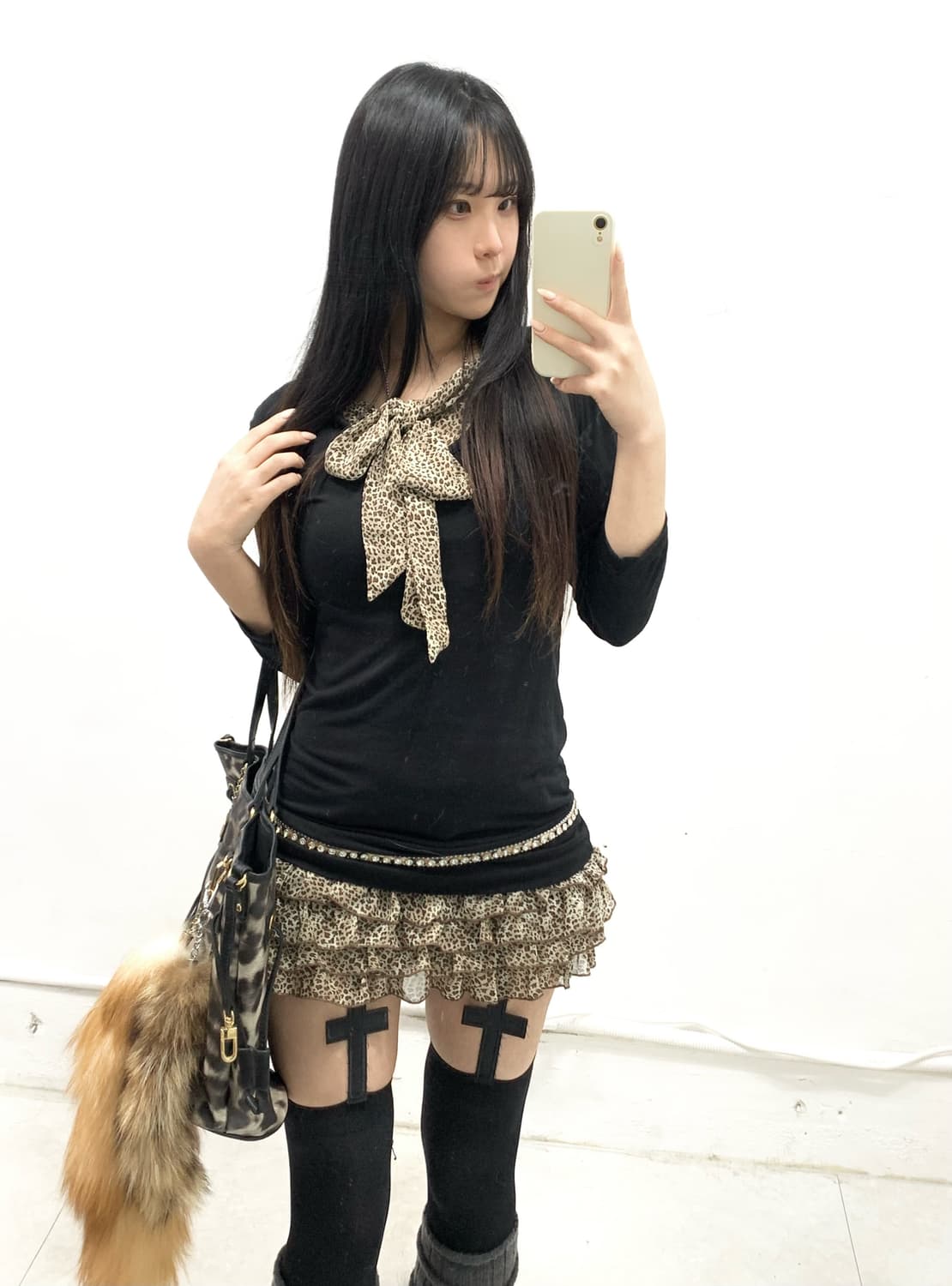 [CHU XXX] 오네갸루 레오파드 리본 원피스 상품이미지2