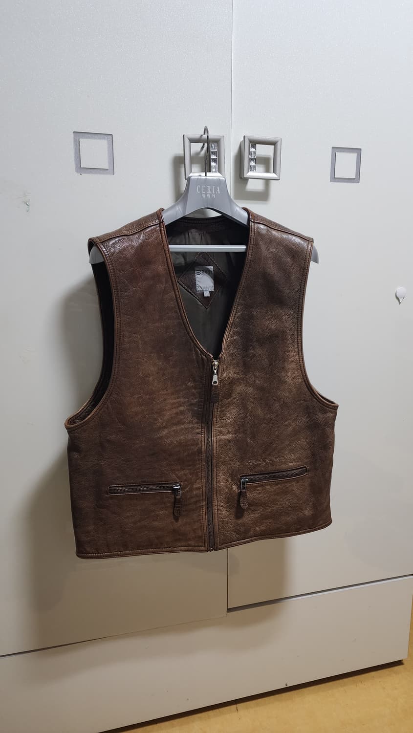 90's Esprit 빈티지 브라운 가죽 조끼 상품이미지1