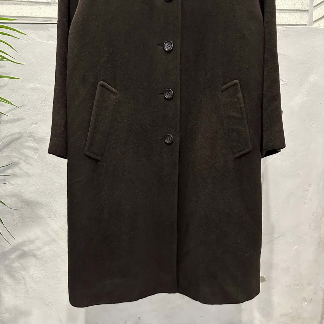 JPN VINTAGE 싱글 롱 코트 레글런 투포켓 디테일 다크 브라운 상품이미지4