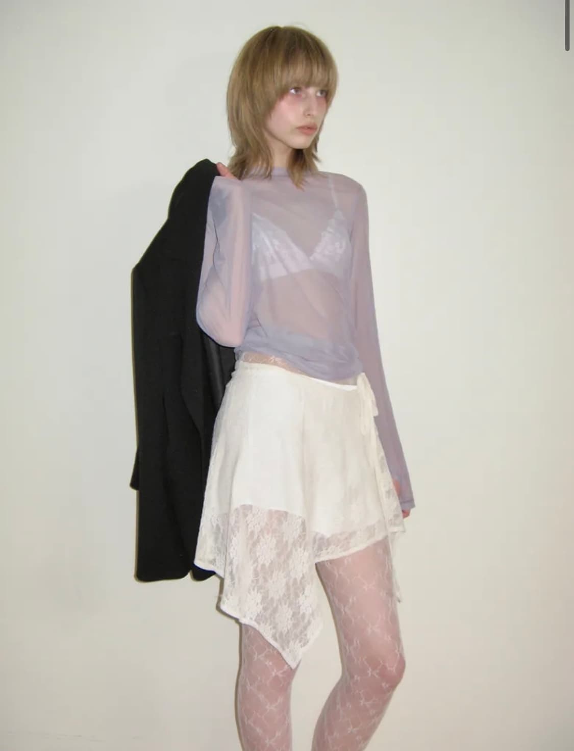 밀로우먼- 어시메트릭 레이스 랩 스커트 [아이보리] 상품이미지3