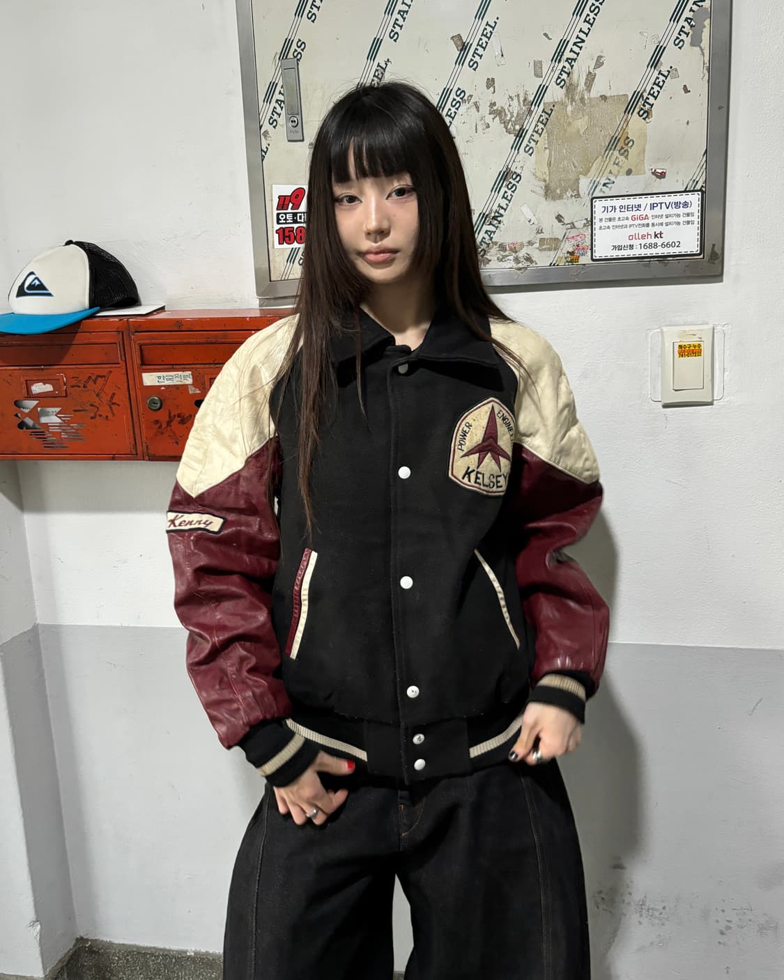 90s VINTAGE 올드스쿨 리얼레더 바시티 jk   상품이미지1