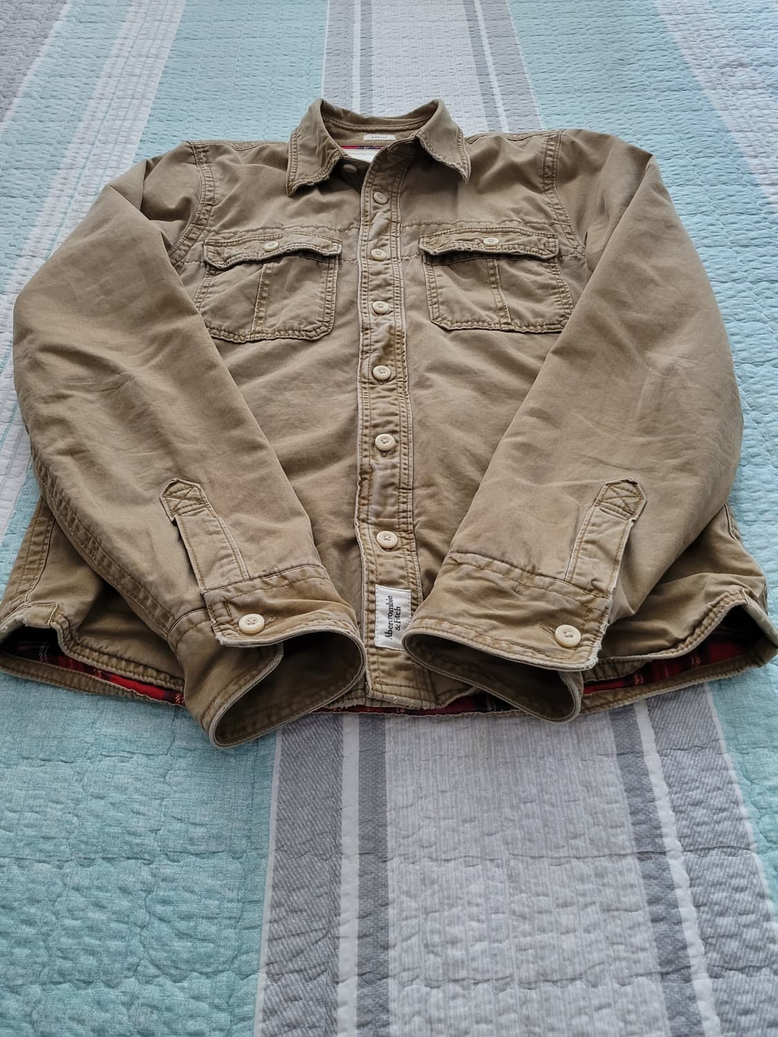 아베크롬비 Abercrombie 워크웨어 체크안감 셔츠형 자켓 XL 상품이미지3