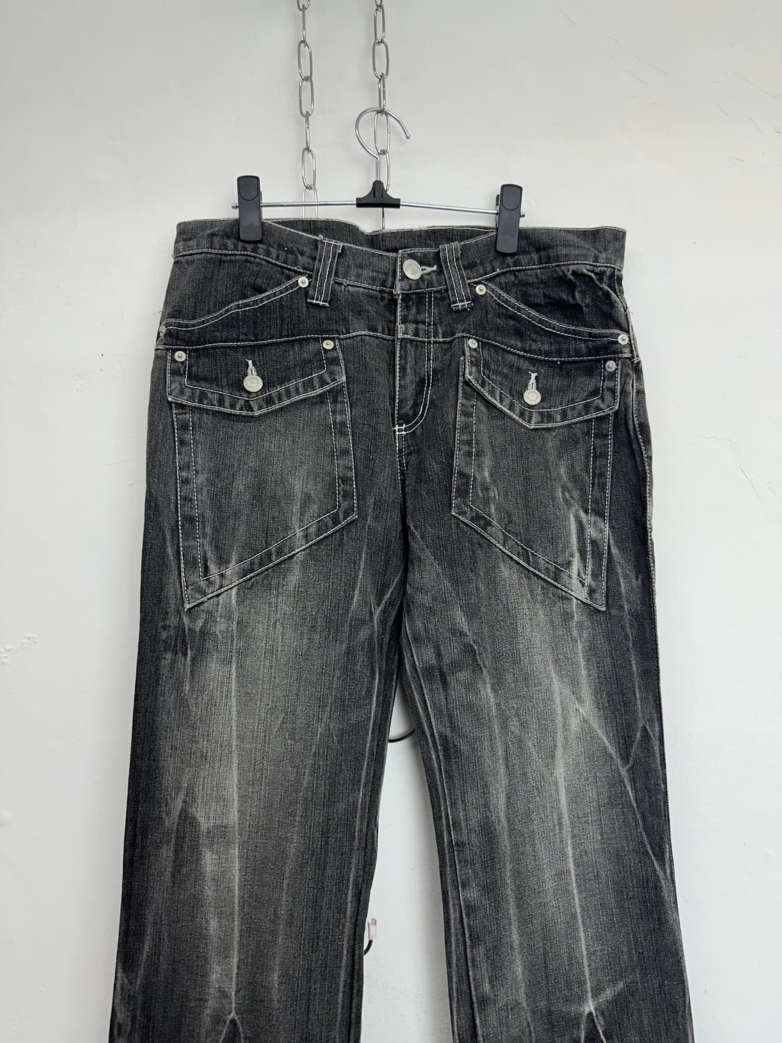 Silver Amulet Cross Graphic Black Denim 상품이미지8