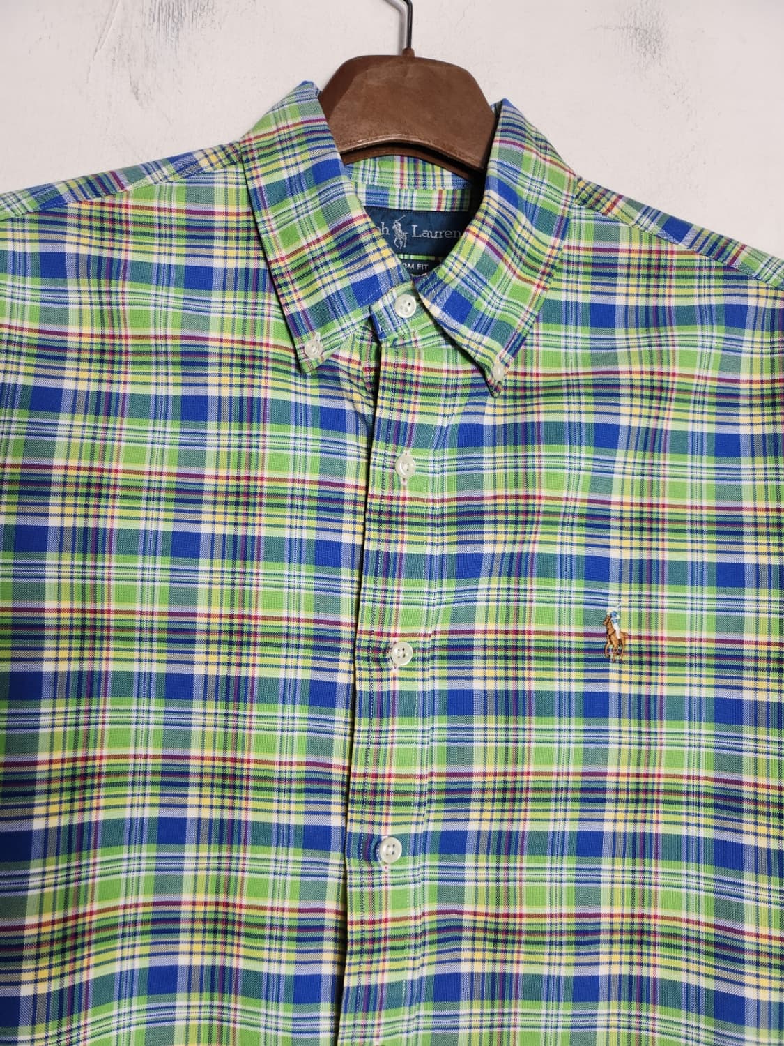 M 폴로 랄프로렌 그린블루 체크 셔츠 상품이미지2