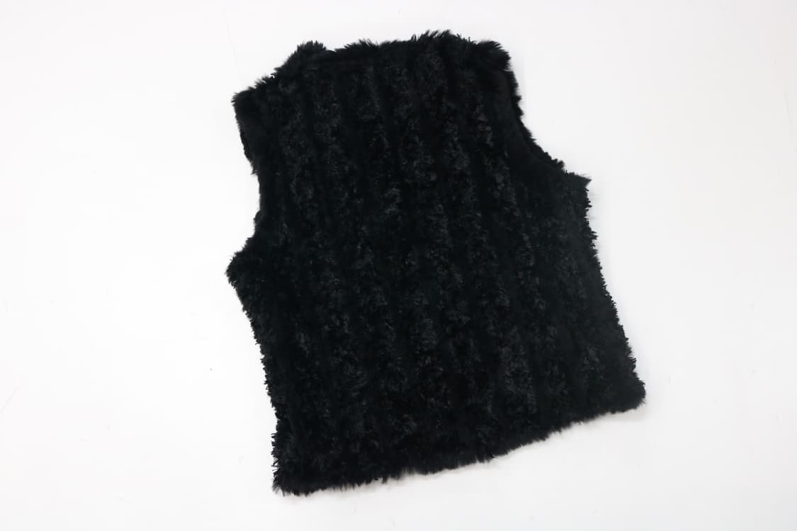 ST.CT 빈티지 리얼 래빗 퍼 텍스처드 블랙 베스트 상품이미지7