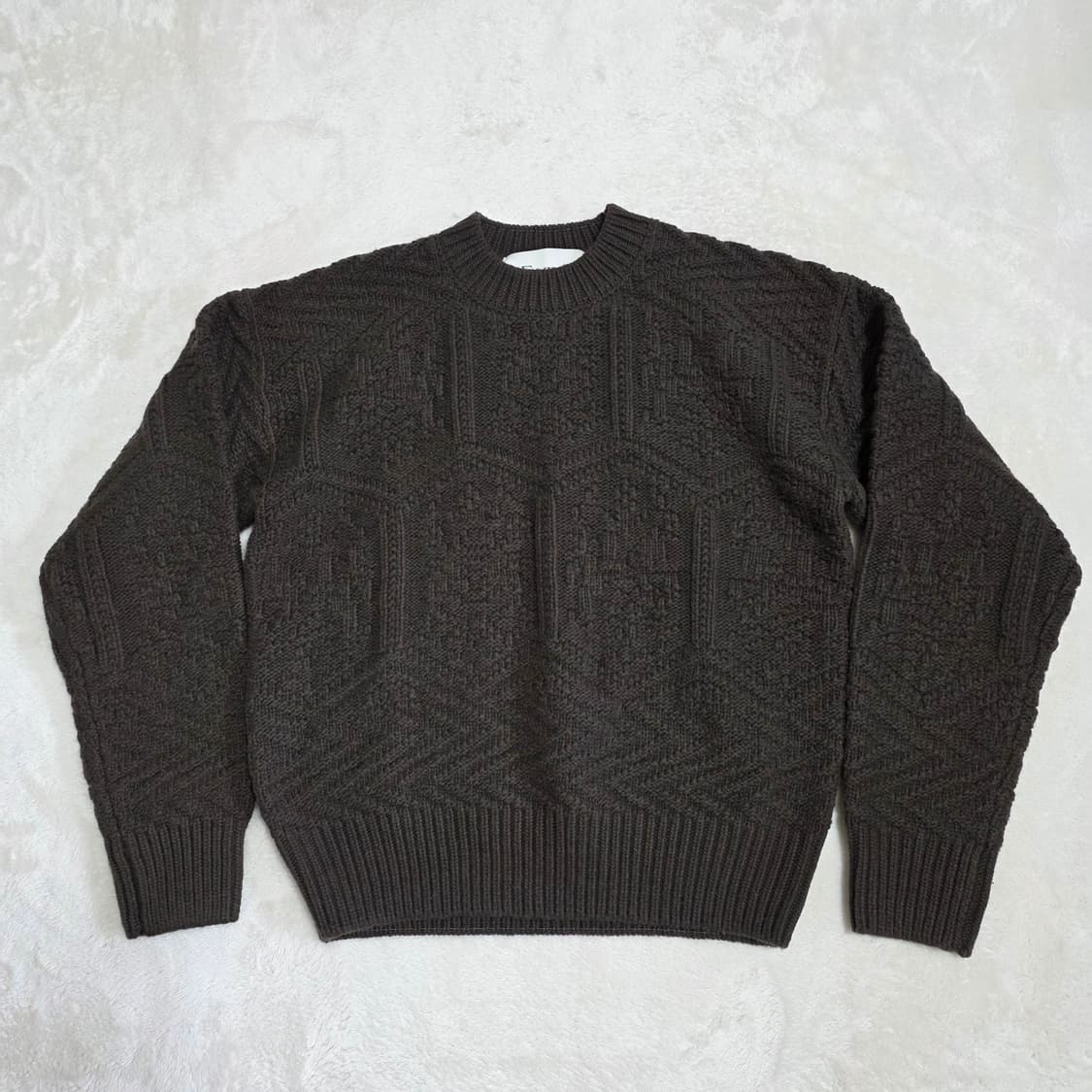 (M)여성 FAMILLE 파밀레 패턴 울 헤비 니트 카키 상품이미지1