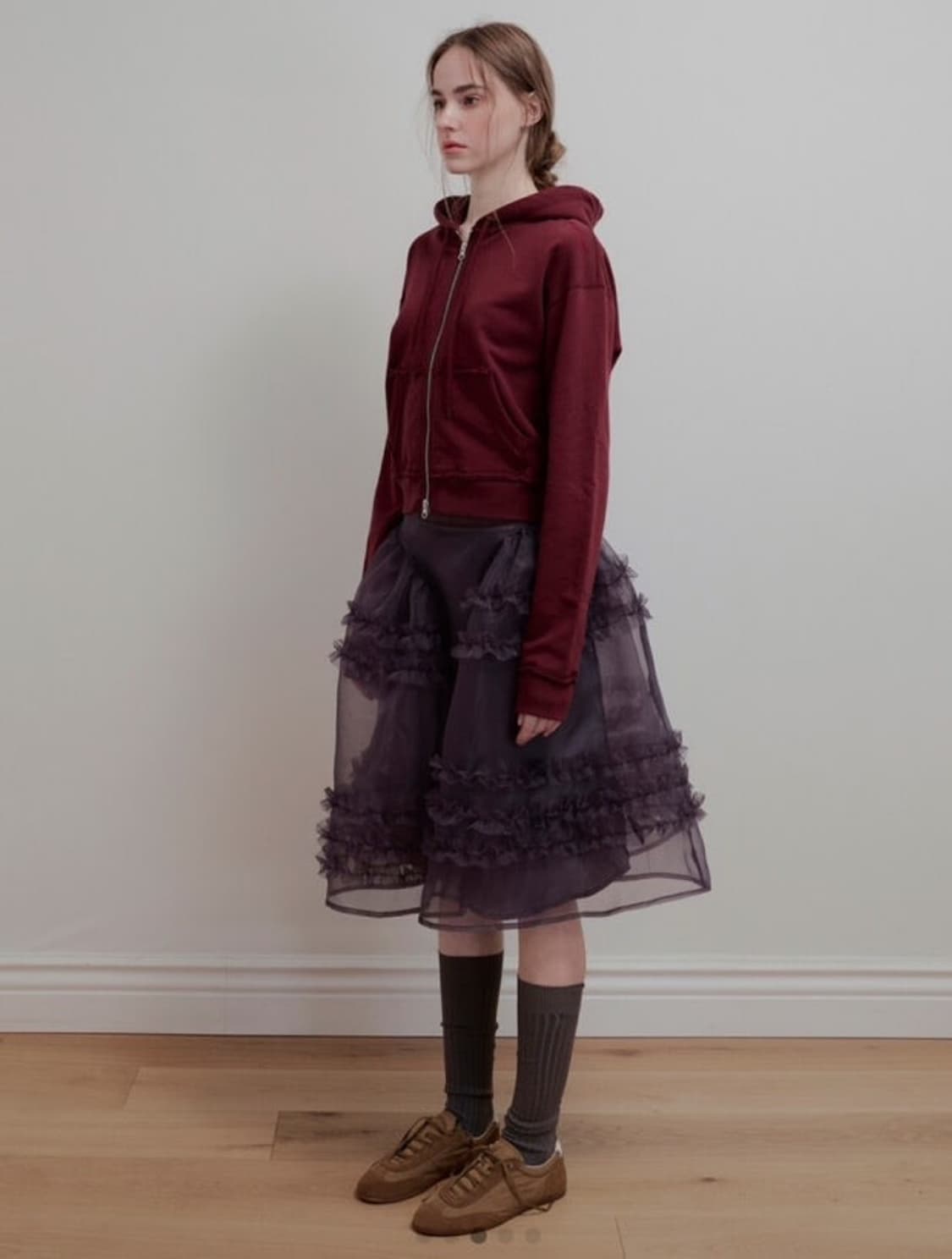 아옵트 오간자 프릴스커트 차콜 M 상품이미지1