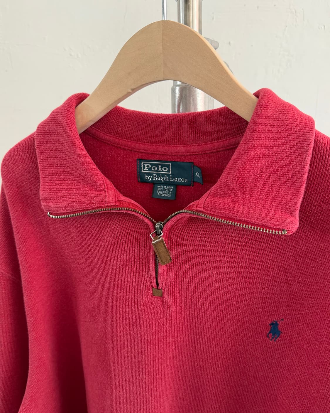  Polo 폴로 랄프로렌 코튼 코랄레드 하프집업  ﻿ 상품이미지5