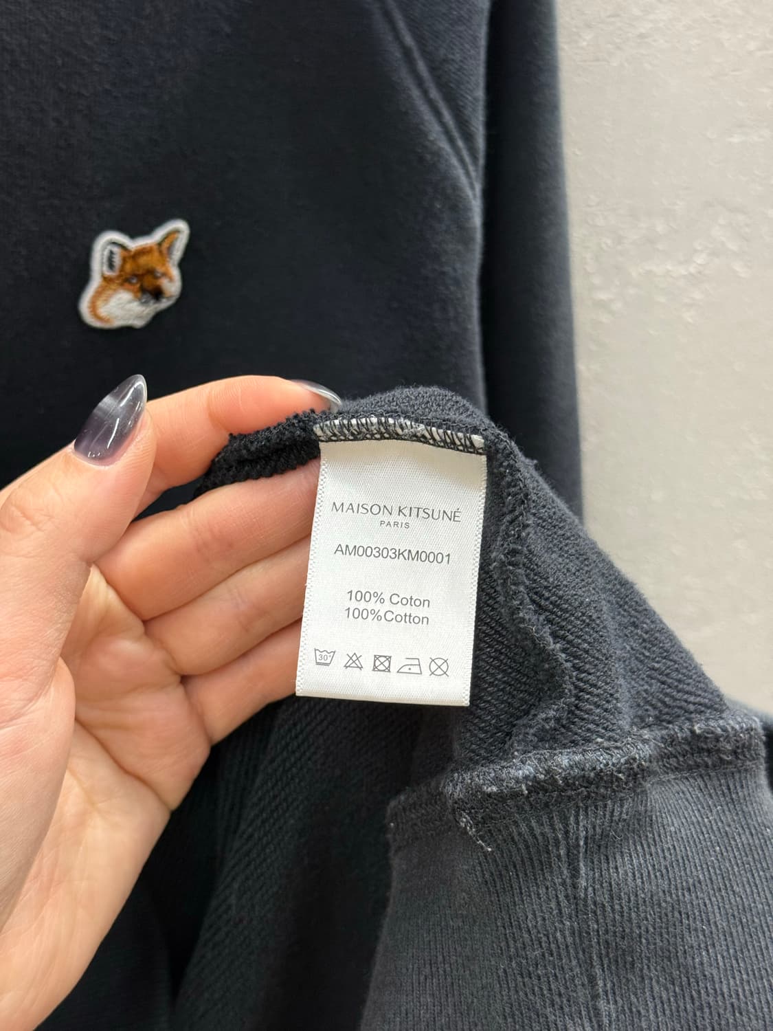 Maison Kitsuné 메종키츠네 폭스 헤드 패치 맨투맨 블랙 XXL 상품이미지5