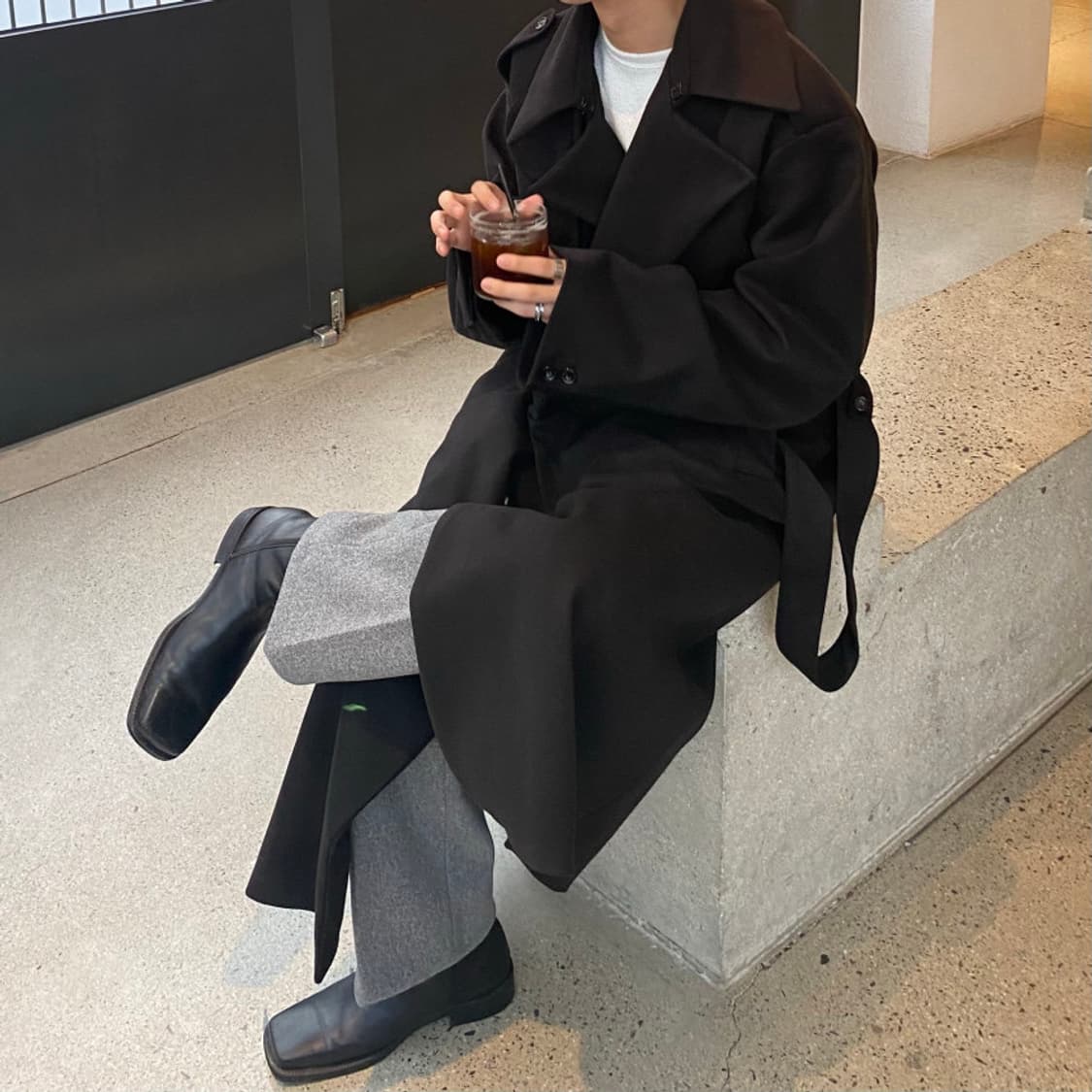 센트마켓 하이넥 로브 트렌치코트 BLACK 상품이미지4