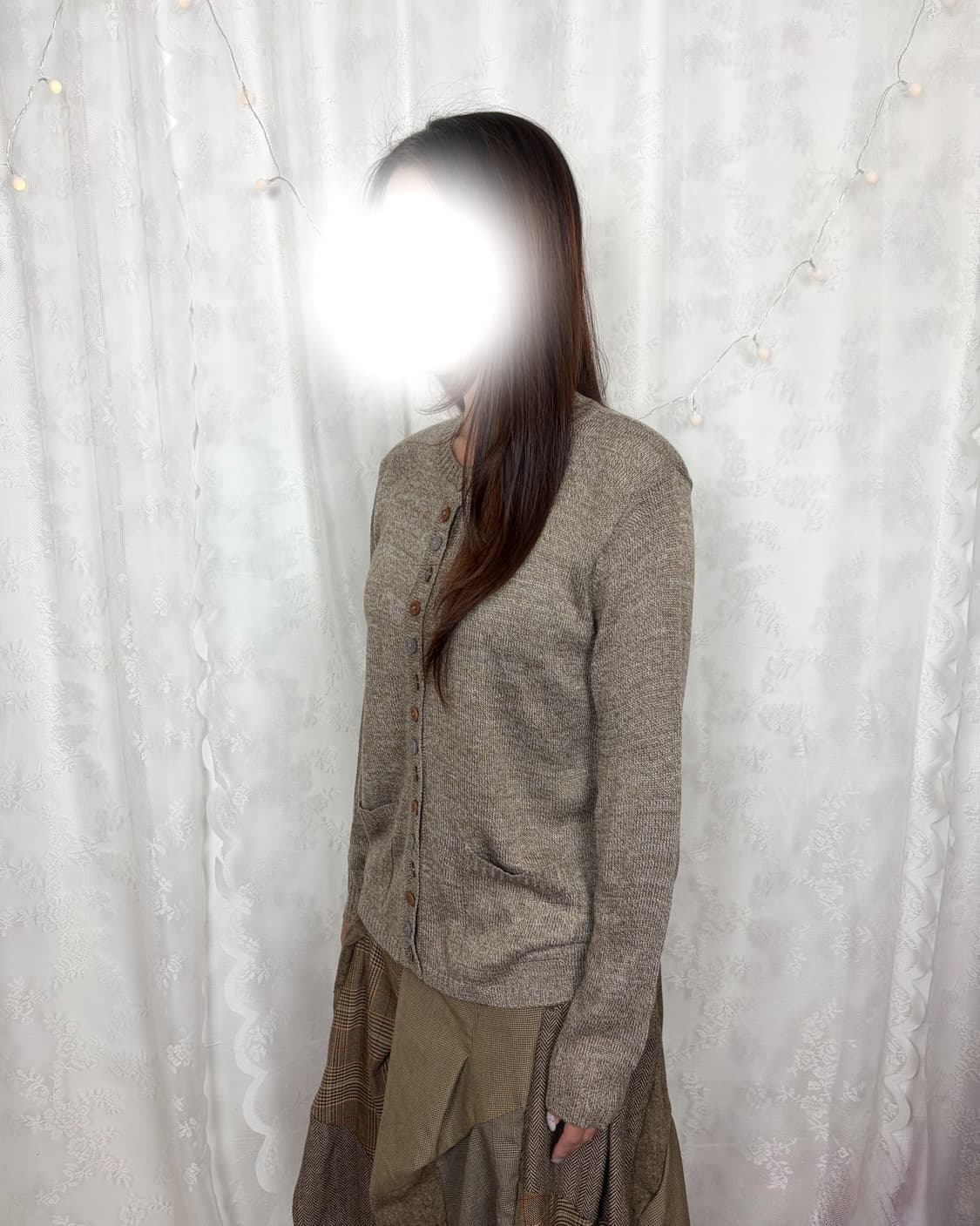 Button-front henley knit cardigan(brown) 상품이미지8