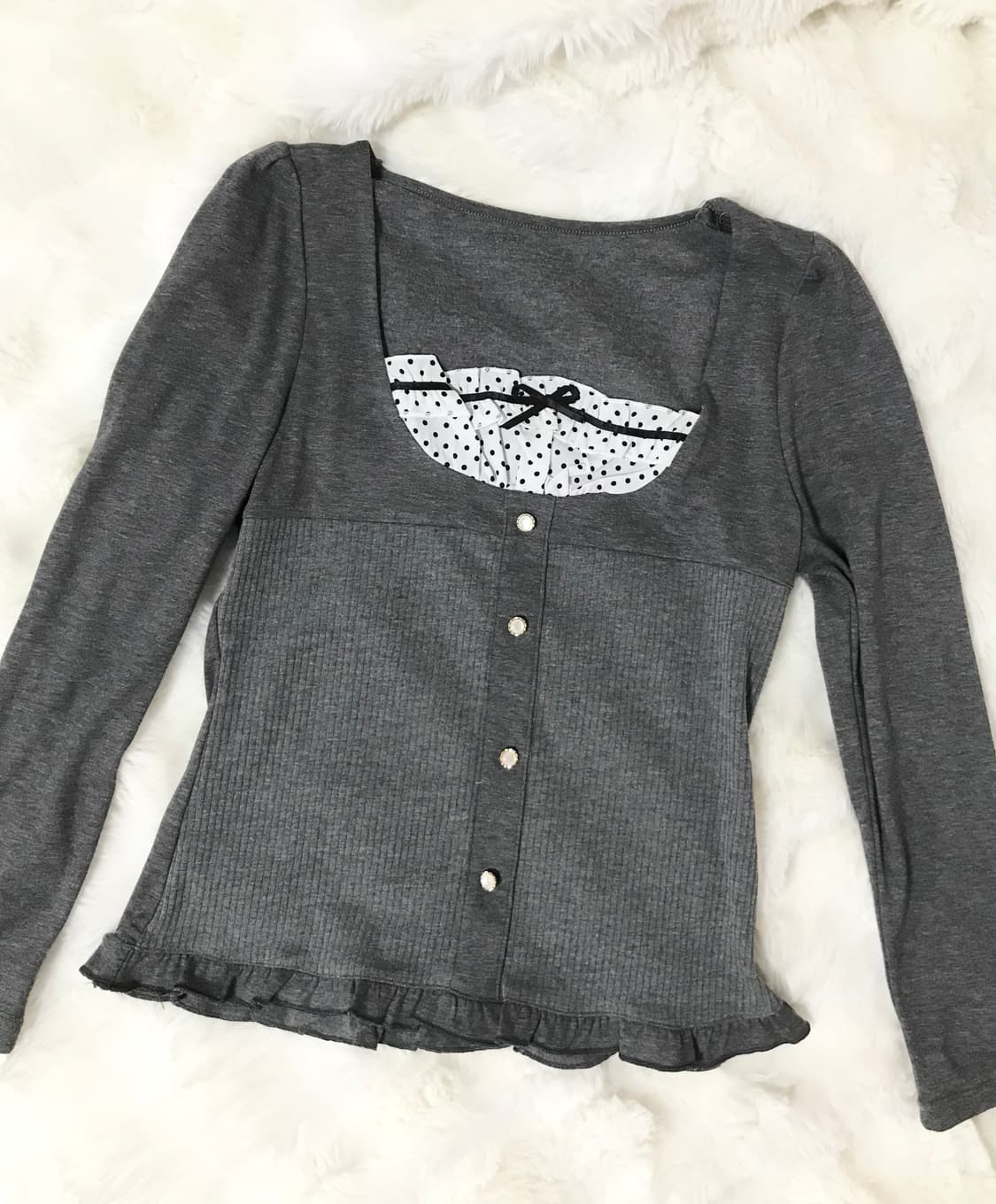 빈티지 히메갸루 러블리 리본 레이스 티셔츠 상품이미지1