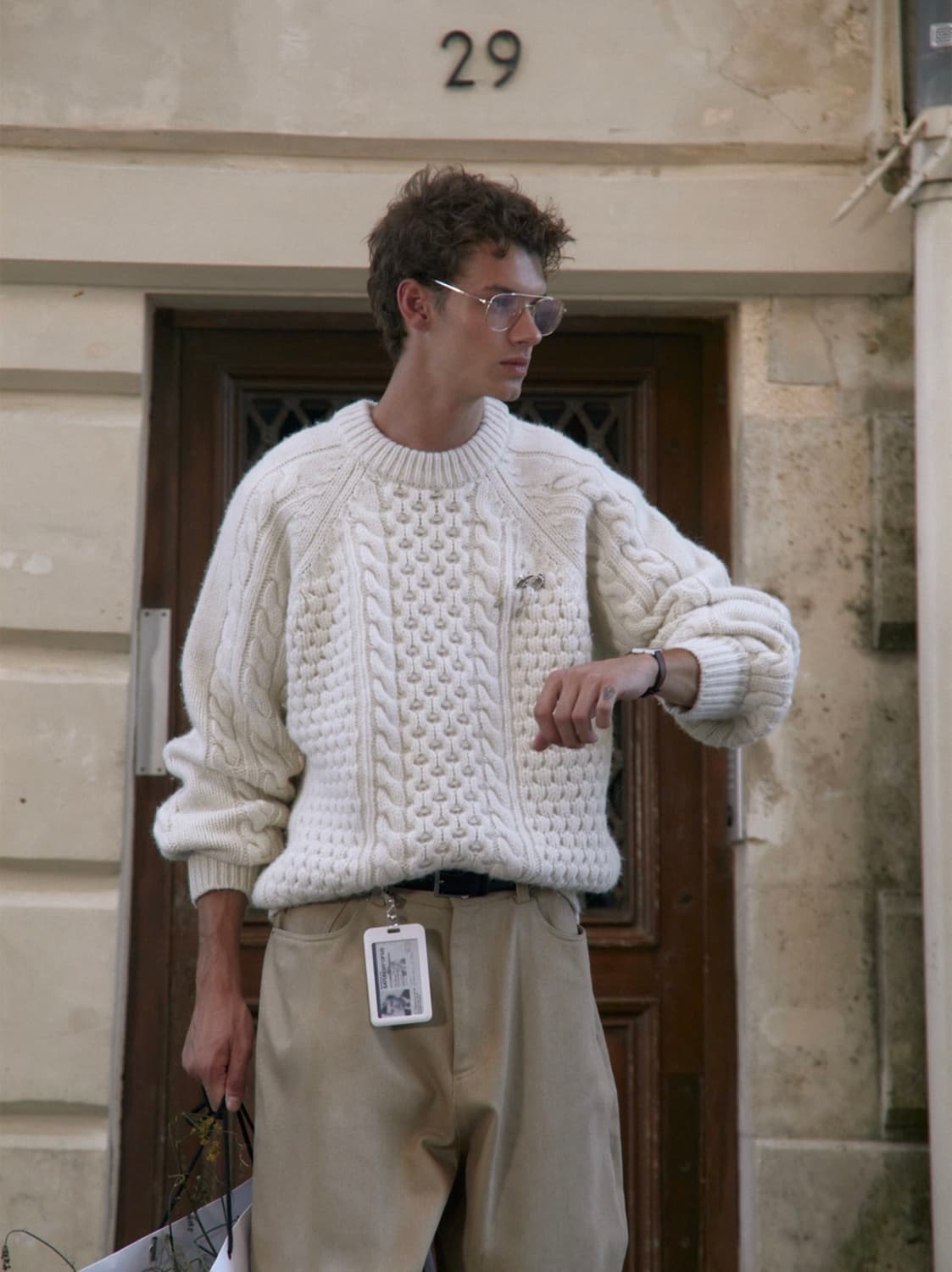 [L] STU 에스티유 아란 니트 크림 상품이미지2