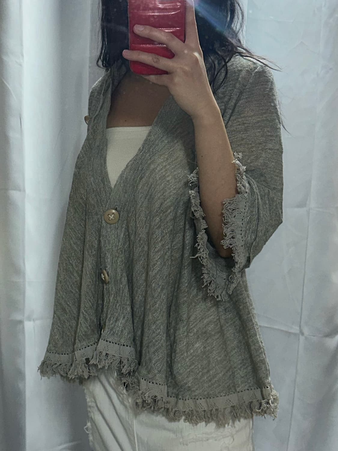 모리 케이프 st 테슬 5부 후드 가디건 상품이미지2