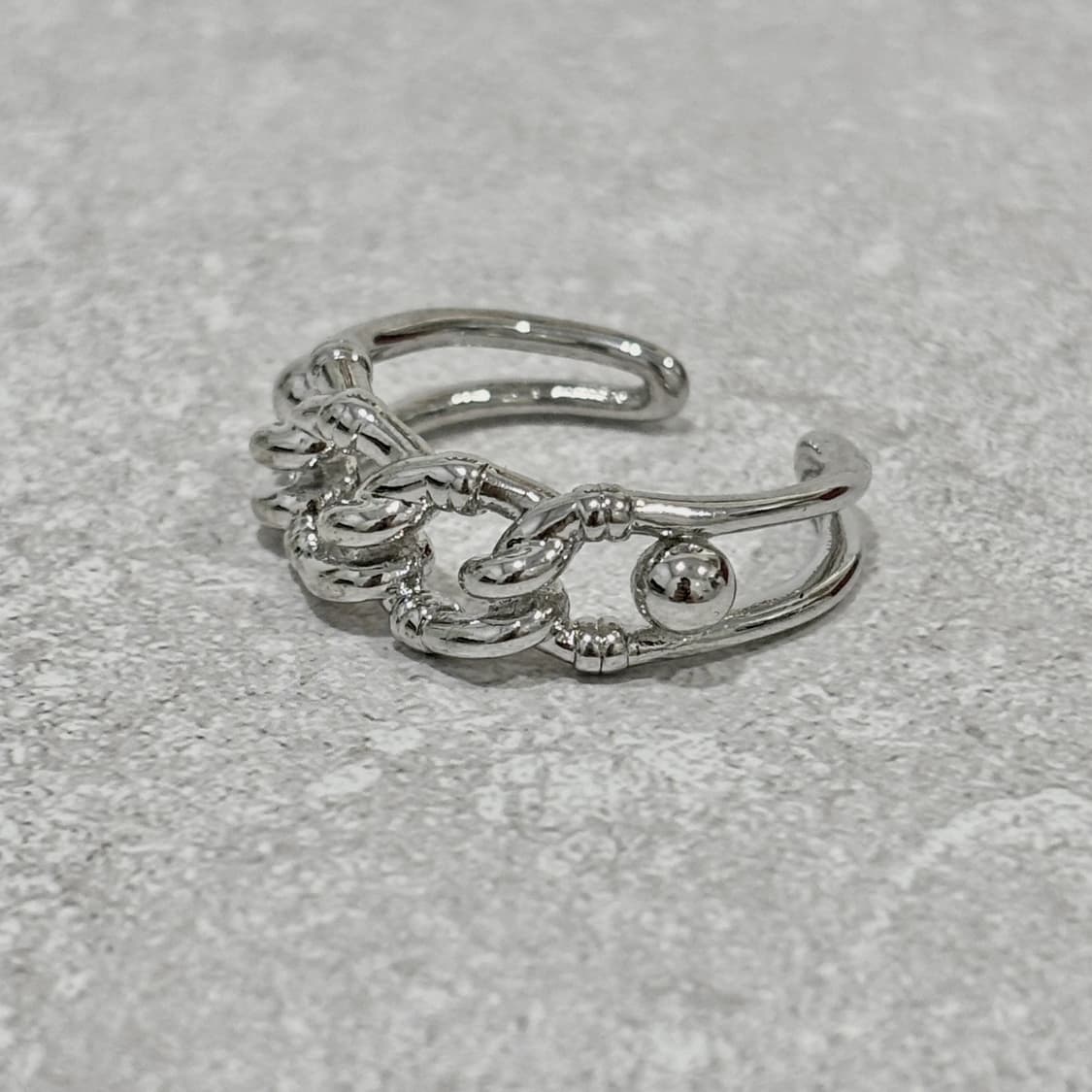 Oribell 볼드 체인 링크 925 스털링 실버 미니멀 오픈링 반지 상품이미지4