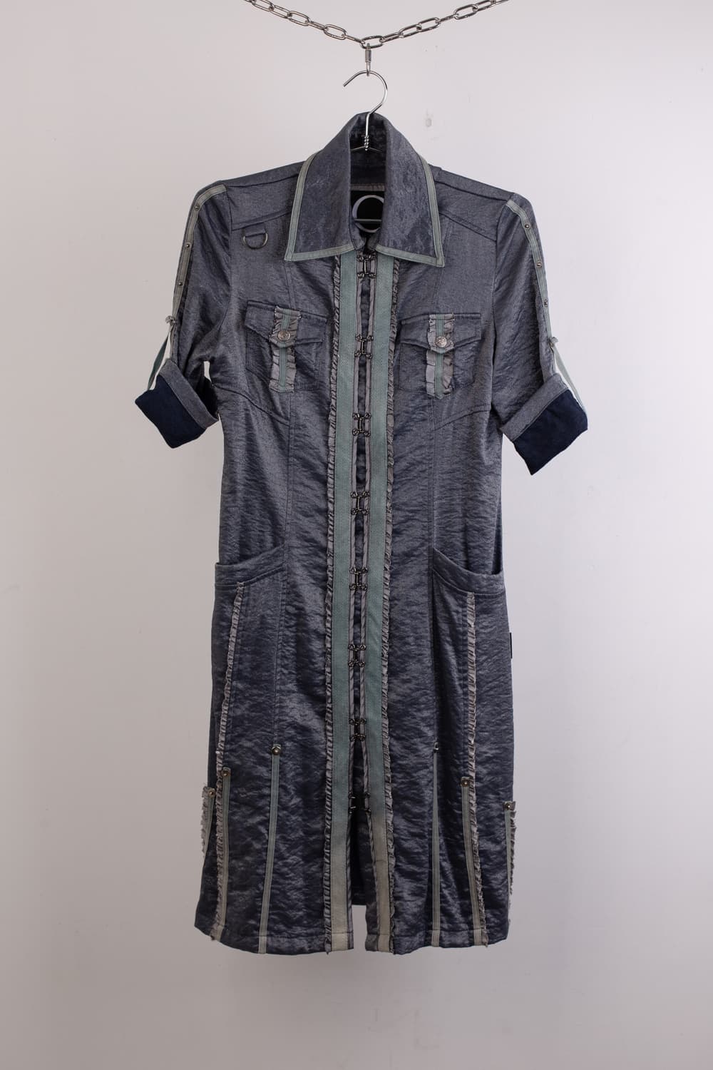 OZZONESTE GLOSSY MILITARY SHIRT DRESS 상품이미지5
