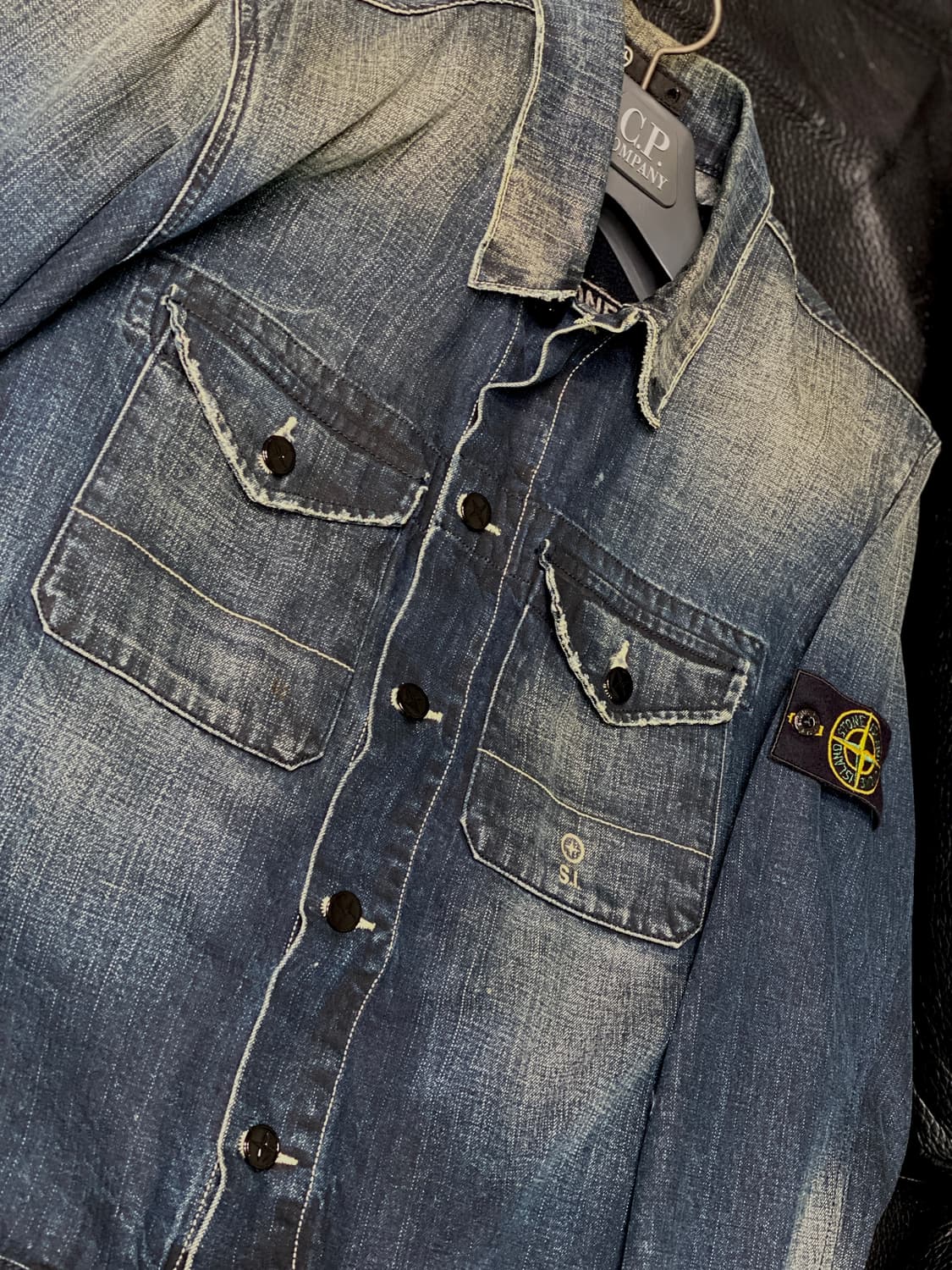 (특A급) 스톤아일랜드 정품 와펜 데님 청자켓 (조끼 탈부착) XL 상품이미지5