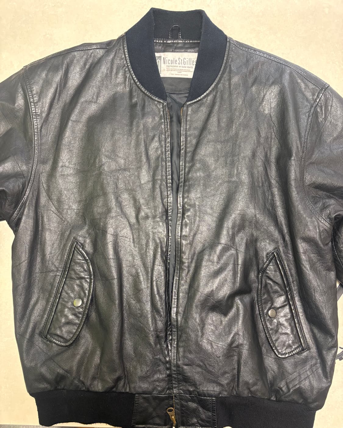 니콜생질르 Nicole St Gilles 소가죽 블랙 레더 자켓 XL 상품이미지1