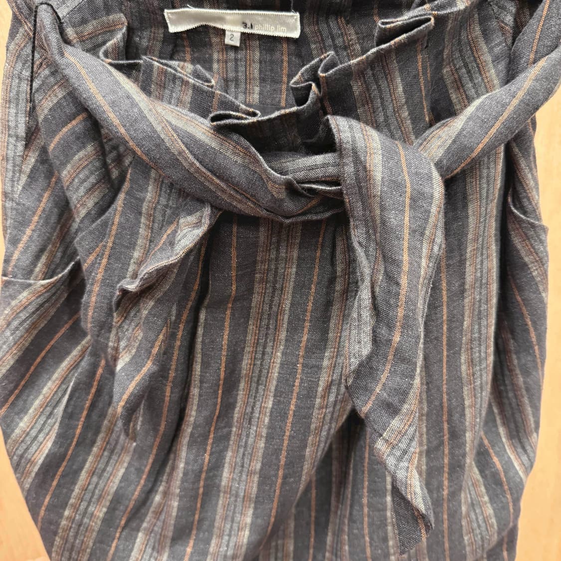 3.1 필립림 스트라이프 랩 미니스커트 허리 끈 디테일다크컬러 상품이미지6