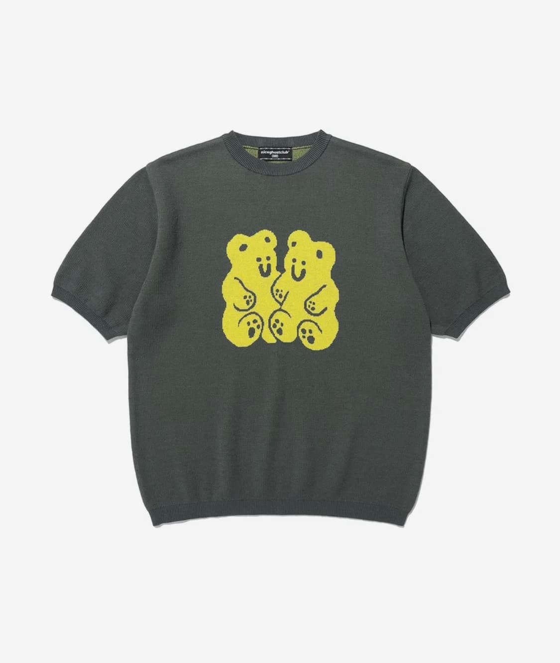 나이스코스트클럽 구미 베어 니트 하프 티_ 차콜(L) 상품이미지1