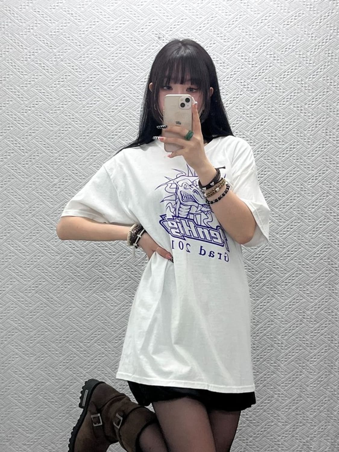 길단 빈티지 스트릿 펑크 키치 락 프린팅 반팔티 L C10637 상품이미지1