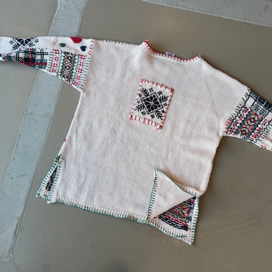 vtg 스노우 패치워크 스웨터 니트 상품이미지5