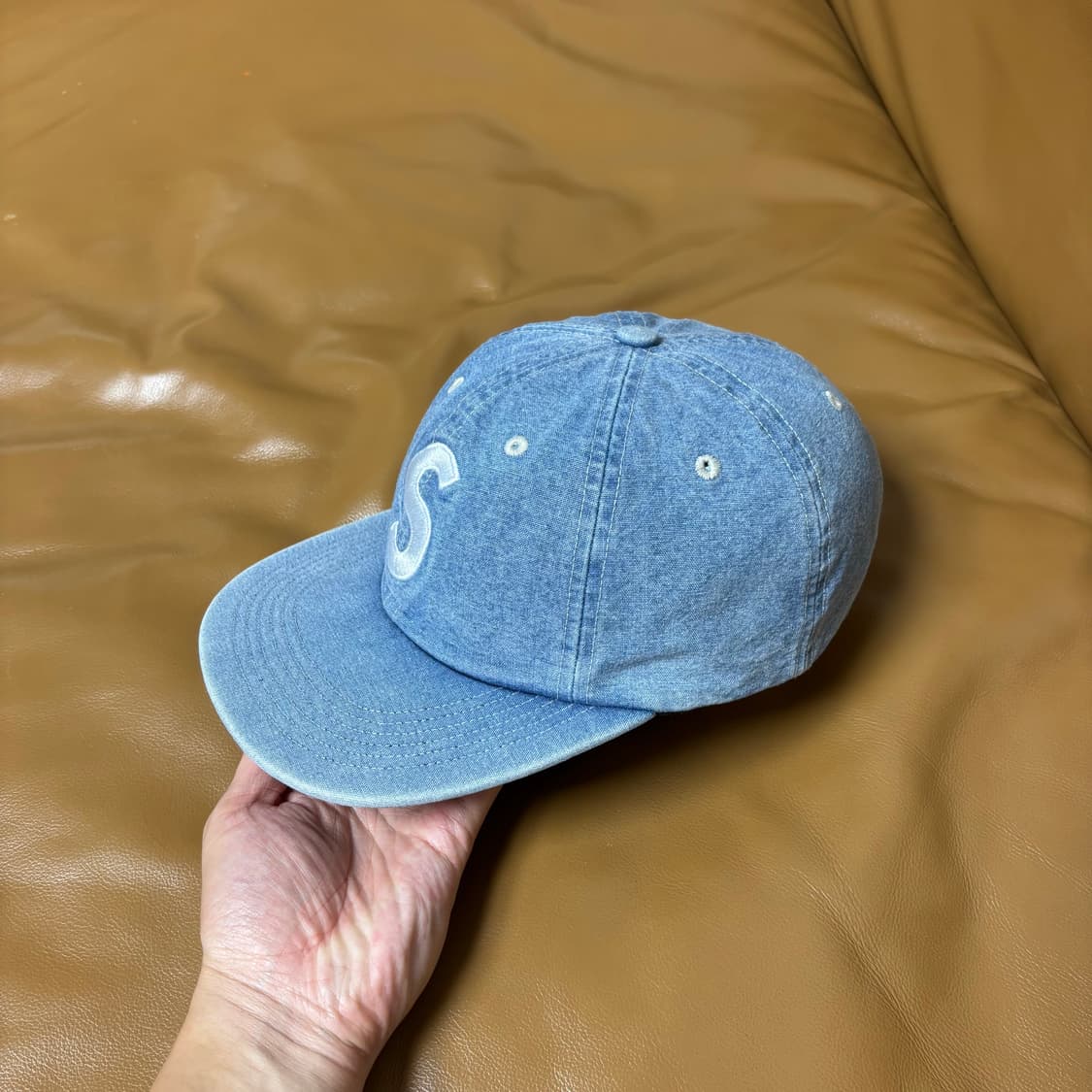 Supreme 슈프림 워시드 데님 s로고 6패널 볼캡 모자 Denim 상품이미지4