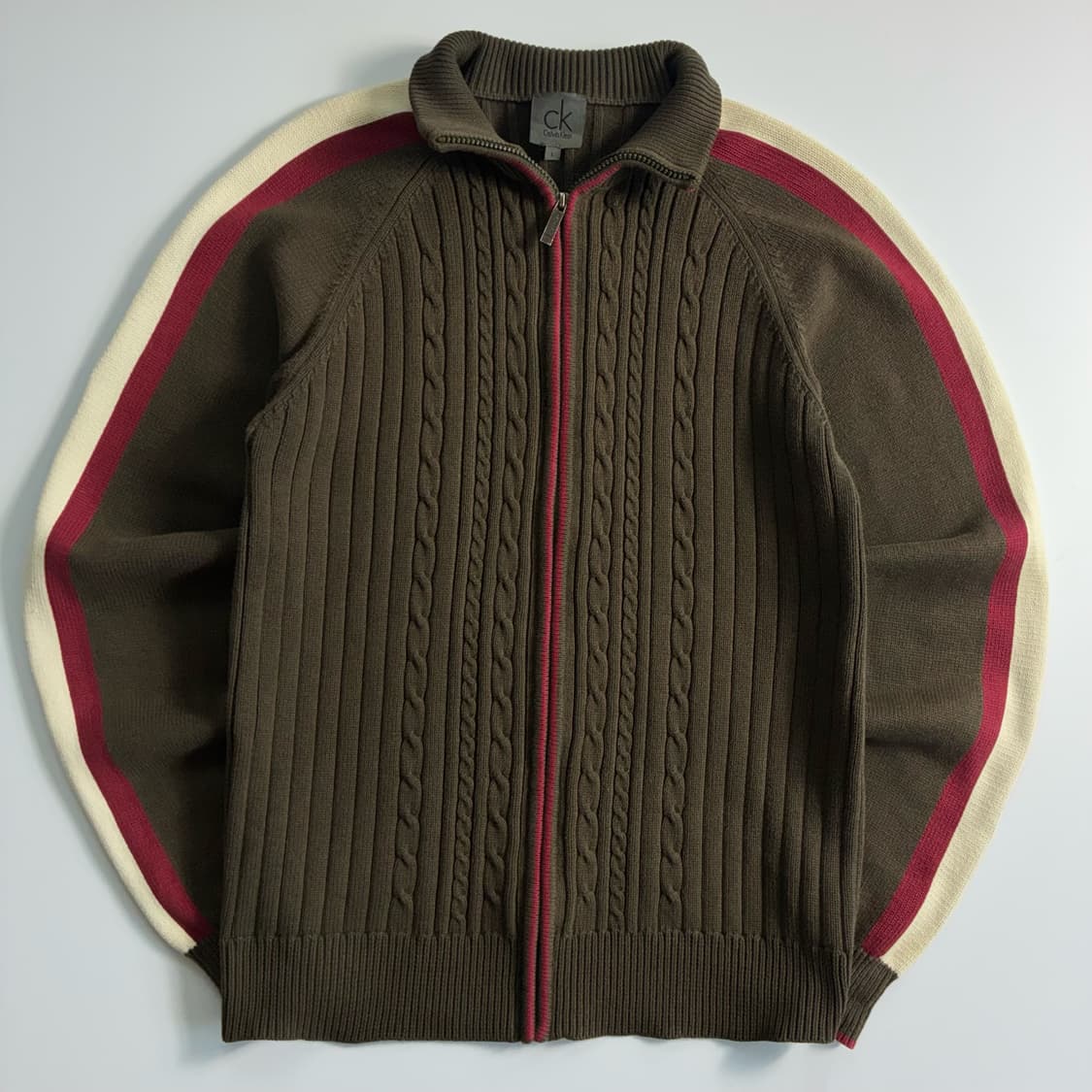 Calvin klein  캘빈클라인 코튼 사이드라인 케이블 니트집업 상품이미지1