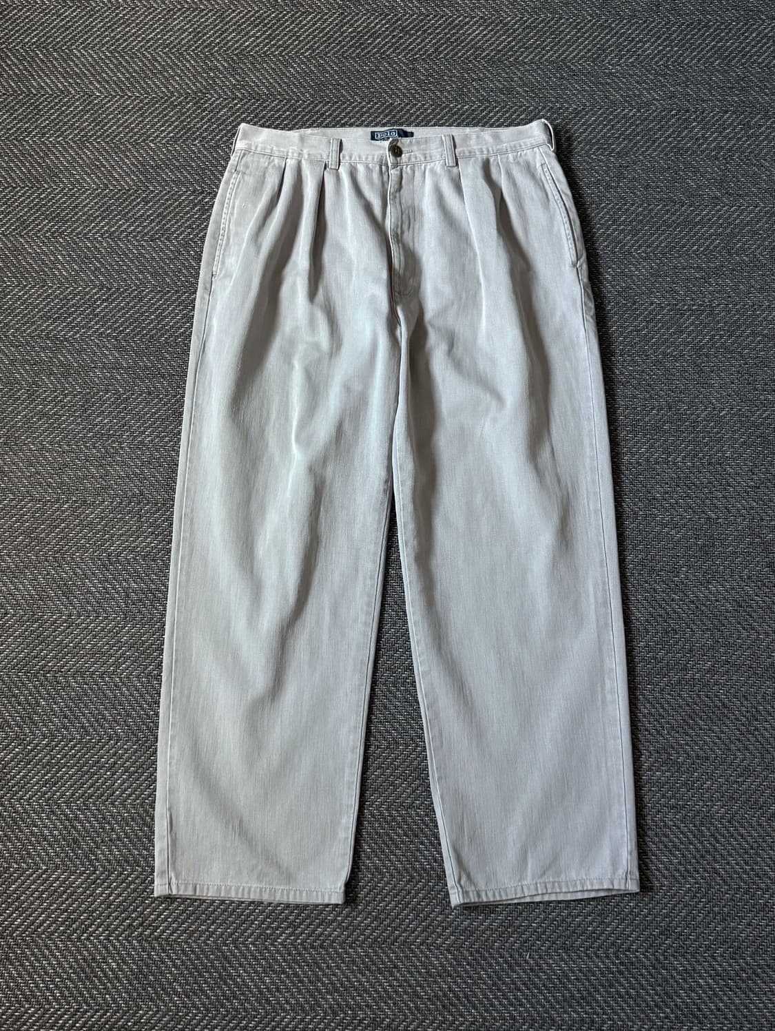 (34) 90s 폴로 랄프로렌 앤드류 더블 플리츠 치노 팬츠 상품이미지1