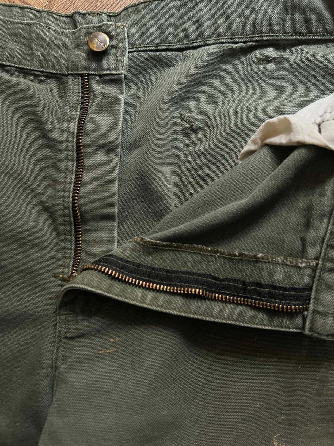 [38]칼하트 USA 빈티지 페인팅 모스그린 싱글니 워크 팬츠 M14 상품이미지3