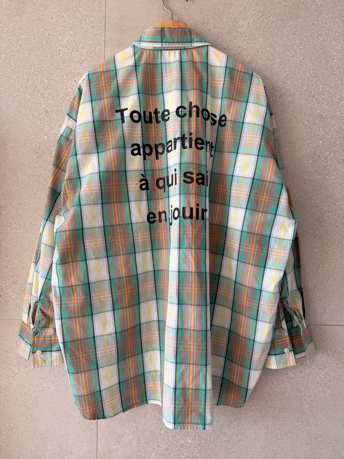 여성 셔츠 오버핏 연두색 오렌지 체크 상품이미지4