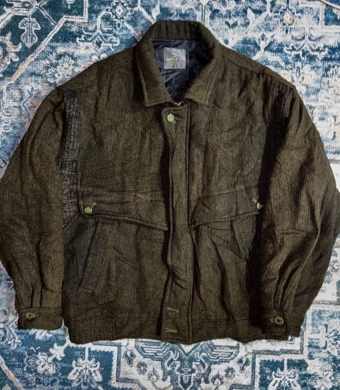 일본 빈티지 해링본 니트 봄버 자켓 상품이미지1