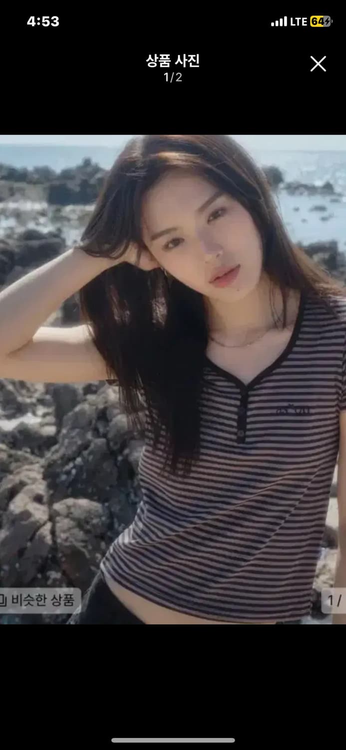 애즈온 CANDY STRIPE T / BLACK 반팔 상품이미지1