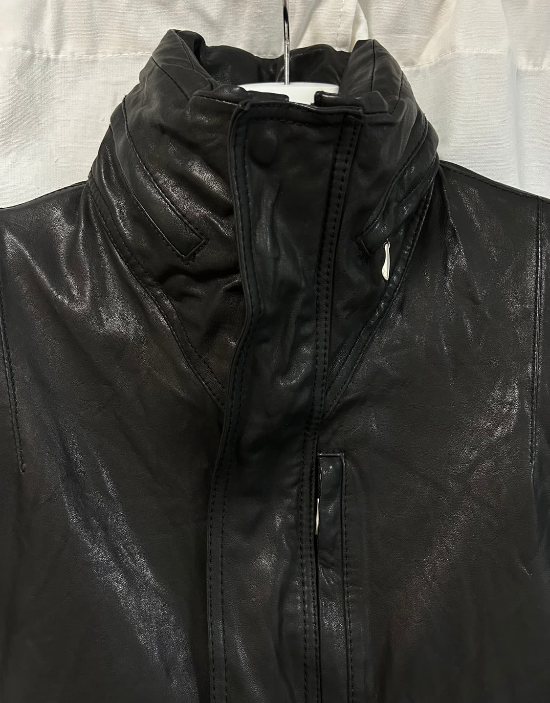 램스킨 슬림핏 히든후드 자켓 블랙 상품이미지3