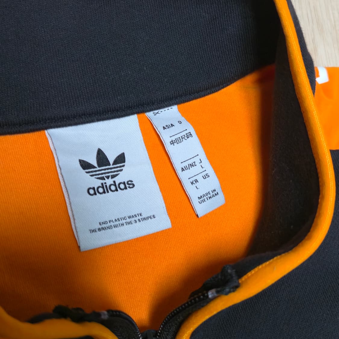 L)아디다스 우븐 코튼 하프집업 블랙/오렌지 상품이미지4