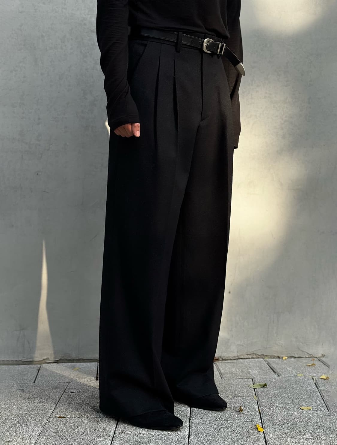 퓨에르/ 마티스 플란넬 트라우저 슬랙스 블랙 팬츠 / m 상품이미지5