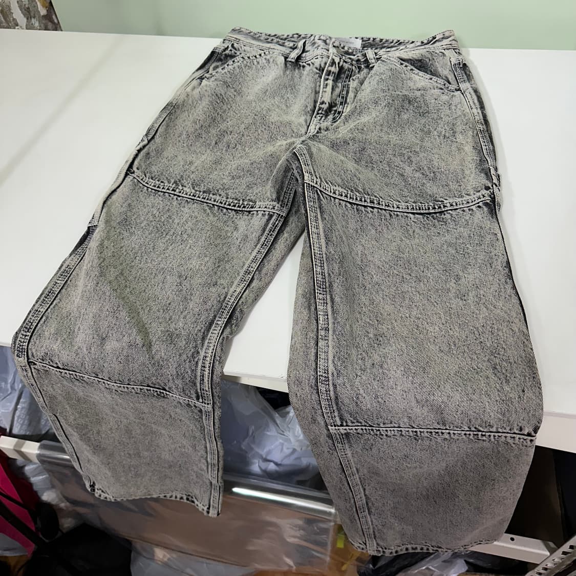 S-M 46 메종미네드 일자핏 스톤워시드 돌청 데님팬츠 상품이미지1