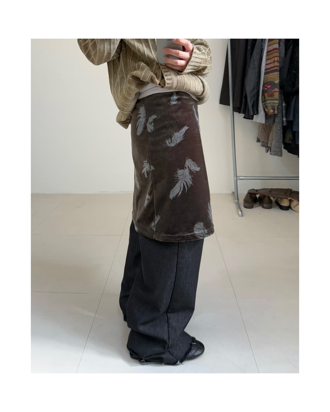 빈티지 벨벳 스커트 상품이미지2