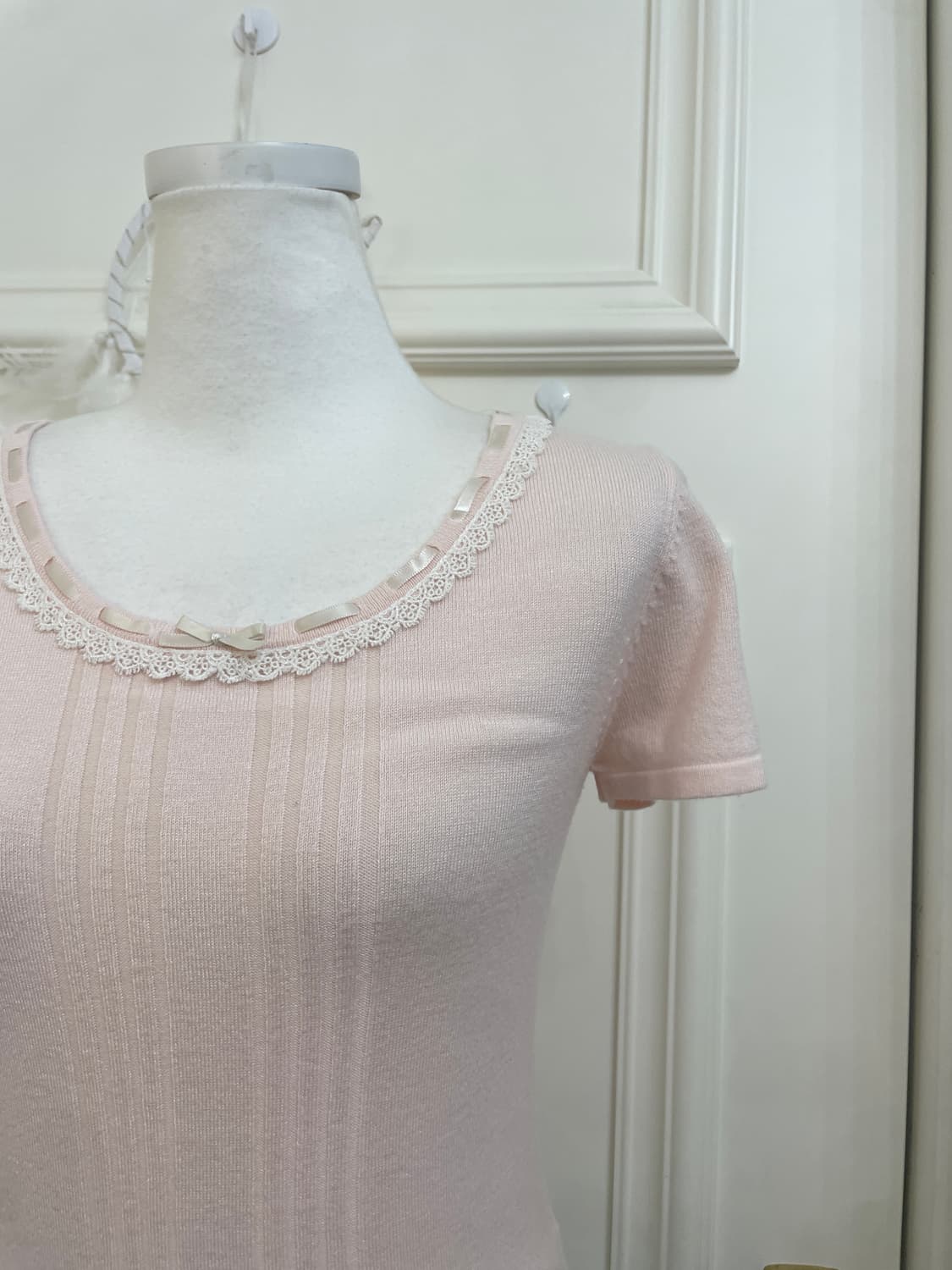 pink basic cardigan&bow point half knit 상품이미지9