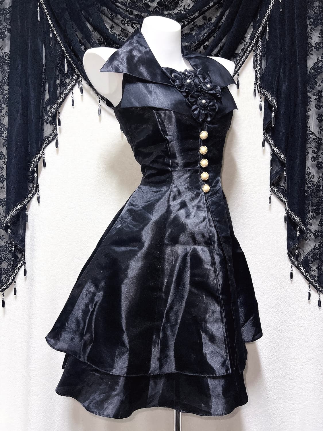 로맨틱고딕 고스펑크 미사 세라 레이스업 코르셋드레스 새틴원피스 공겜 핀터 상품이미지2