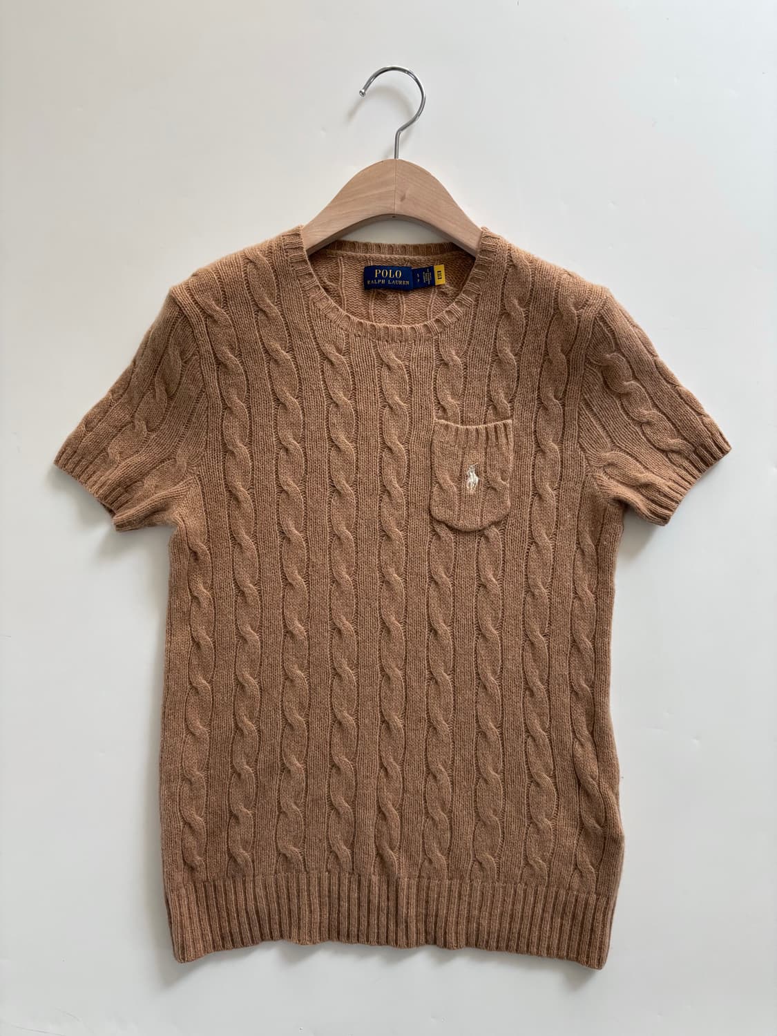 Polo 폴로 신형 QR 딥베이지 컬러 케이블 반팔 니트 상품이미지3